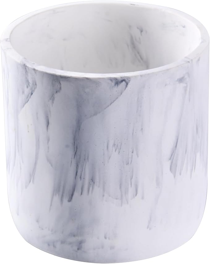Ekirlin 6 Inch Resin Plant Pot Indoor - Natural Marble Texture Garden Planter with Drainage Hole, Removable Rubber Stopper and Non-Slip Soft Pad, Modern Succulents Containers for Home, Outdoor