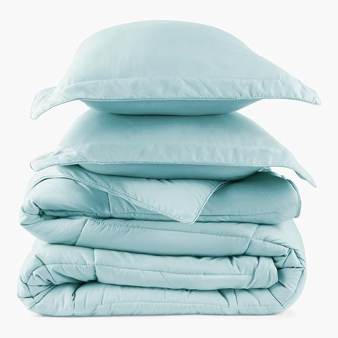 PeachSkinSheets Night Sweats: The Original 1500TC Soft Super Twin/XL Twin Oversized Comforter Set Beach Blue