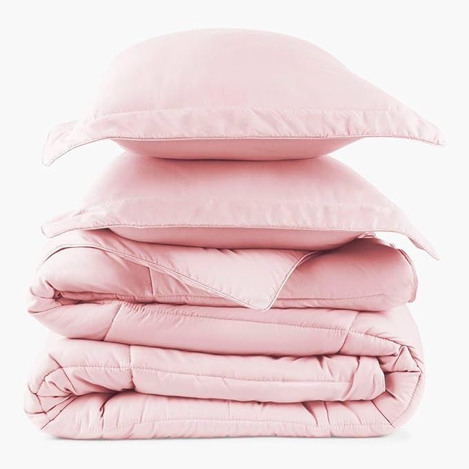 PeachSkinSheets Night Sweats: The Original 1500TC Soft Super King/Cal King Oversized Comforter Set Cotton Candy Pink