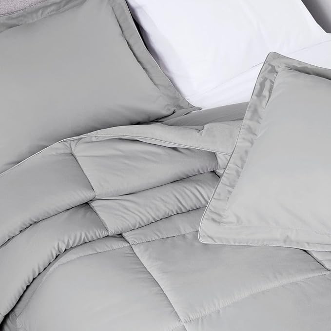 PeachSkinSheets Night Sweats: The Original 1500TC Soft Super Queen Oversized Comforter Set Brushed Silver