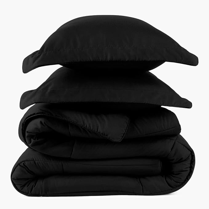 PeachSkinSheets Night Sweats: The Original 1500TC Soft Super Twin/XL Twin Oversized Comforter Set Midnight Black