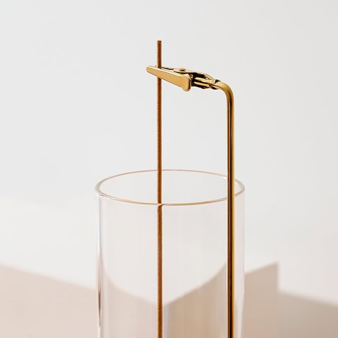 Incense Holder for Sticks, Anti-Ash Flying Incense Burner with 30 Incense Sticks, Detachable Glass Ash Catcher (Wood, Brown)