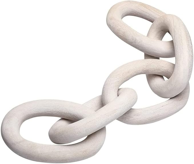 Ochine Wood Chain Link Decor 5 Link Decorative Chain Knot Hand Carved Pine Wood Chain Decor Modern Farmhouse Coffee Table Decor Wooden Rustic Chain Decor Boho Bead Garland for Living Room Bedroom