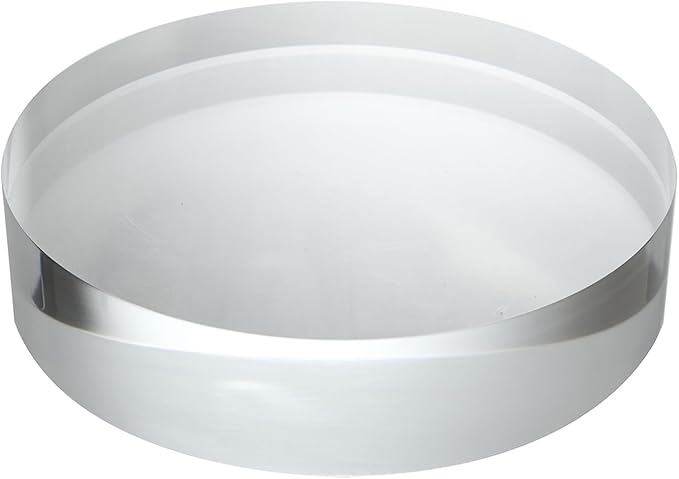 CiaoHER 2in Thickness 9in Diameter Acrylic Disc Display Block Clear Polished Round Pedestal Stand Riser 9" x 2", 1 Pack