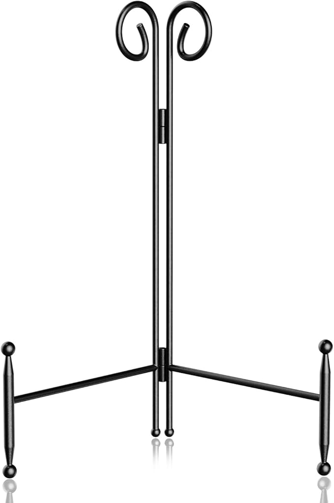 SVENJBB 10 Inch Plate Display Stand, Black Metal Frame Holder for Picture, Decorative Plate, Book, Art (1 Pack)