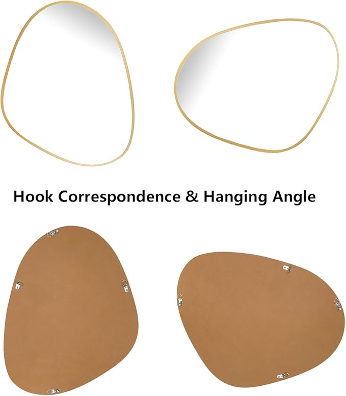 WallBeyond Asymmetrical Mirror, Irregular Wall Mirror, Unique Wall Mirrors Decorative for Bedroom Living Room Entryway Hall, Gold Mirrors for Wall Decor 28" H x 22" W