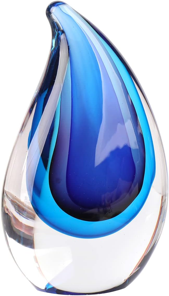Yao Yuan Hand-Blown Murano-Style Glass Sculpture Decor Statue and Figurine - Wonderful Gift, Blue