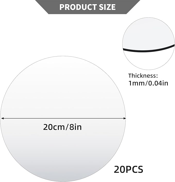 20 Pack Round Mirror Centerpieces for Tables, No Glass AcrylicCircle Mirror Table Centerpieces Mirror Tray Candle Plates for Wedding Table DecorationChristmas Home Decor (8inch)
