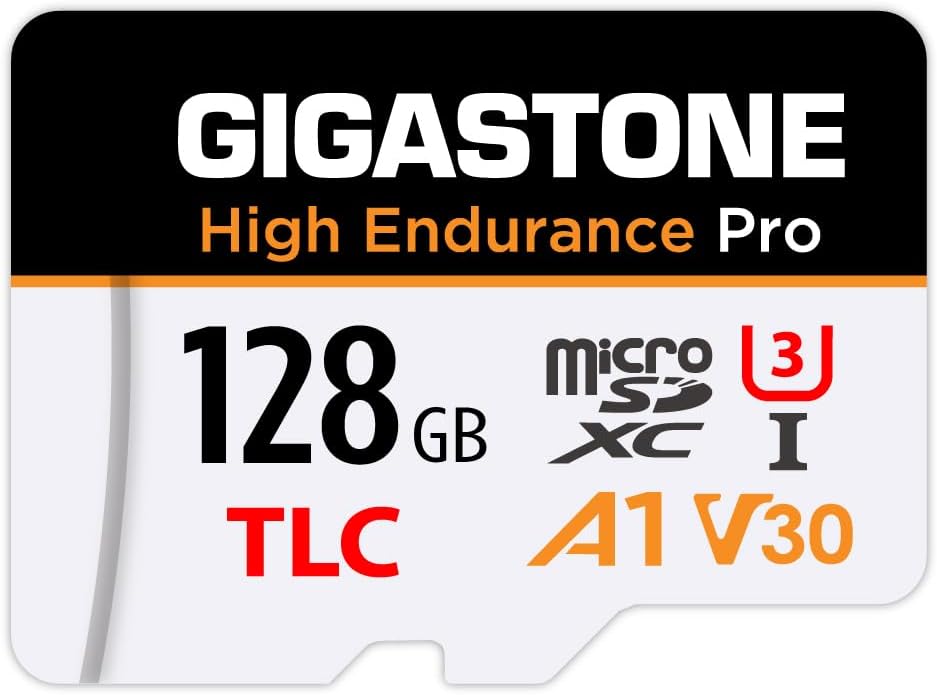 Gigastone 5 128GB 100MB/s, A1 V30 U3 Yrs Free Data RecoveryDash Cam Micro SD Card, TLC High Endurance Pro, Speed Up