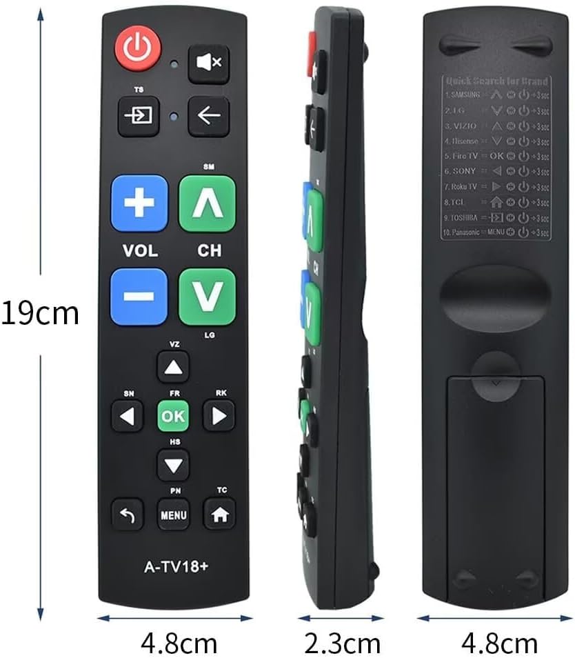 Generic Large Button Universal TV Remote Control for Seniors, Easy to Use Simple Remote for TV, Large Buttons and Clear