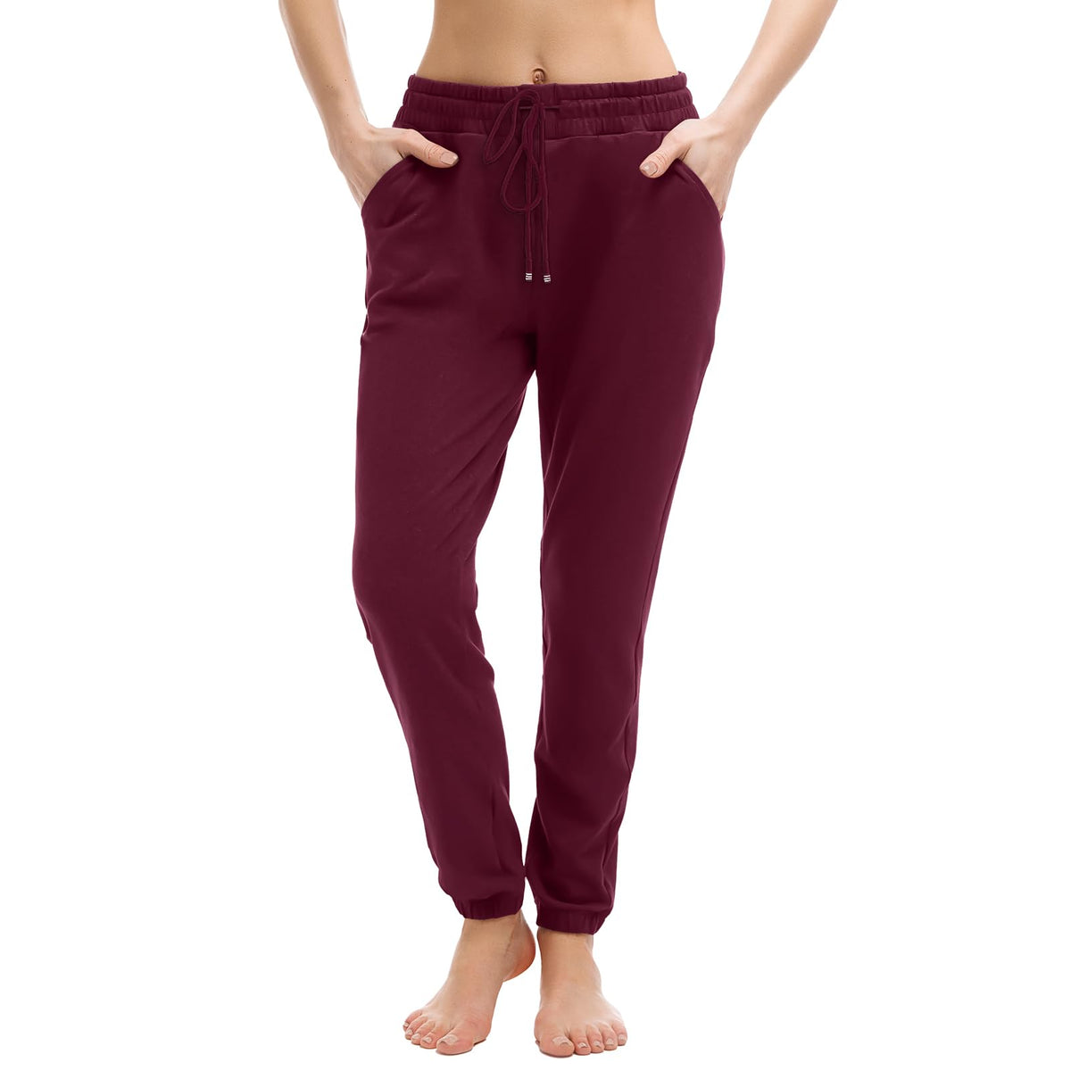 Walifrey Womens Joggers with Pockets, Drawstring Sweatpants Women for Lounging Jogging Gym and Workout Red,1 Pack Red S