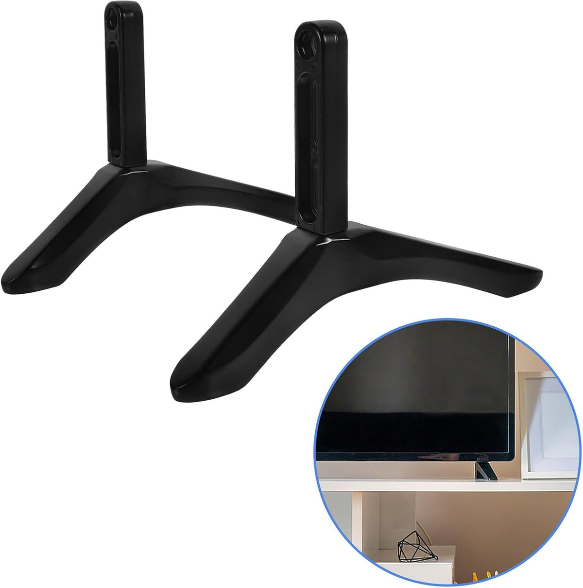 UKCOCO Tv Table Support and Replacement Base Stand with Screws Black Tv Holder Bracket for Flat Screen Televisions