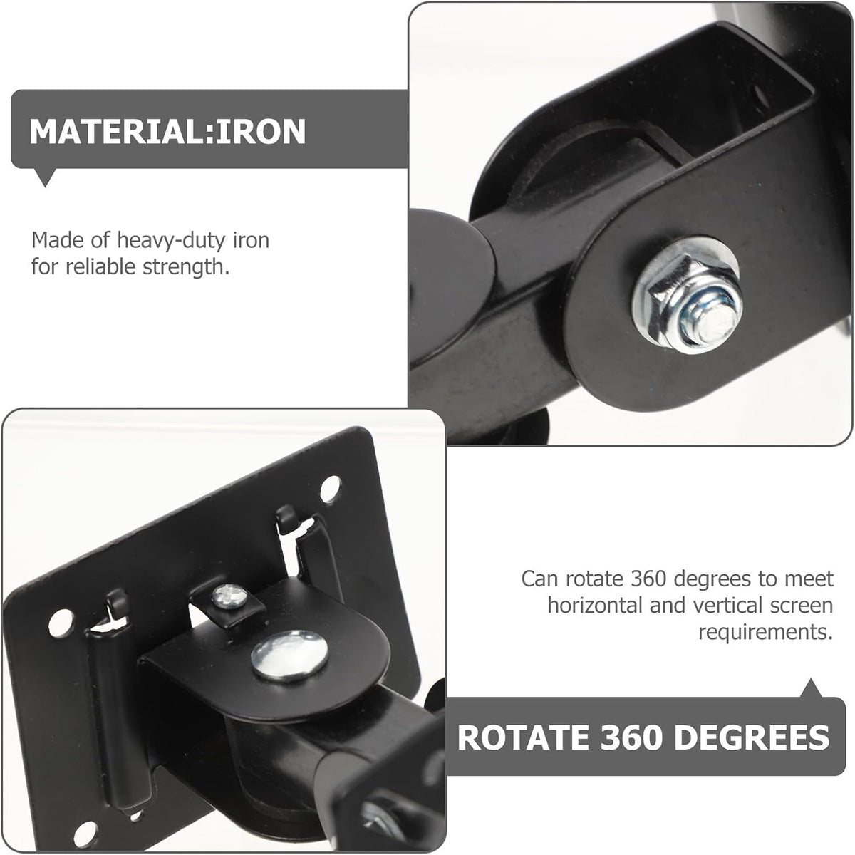 Cabilock 360 14-27 Inch Wall Mount Tv Bracket with Swivel Metal Pivot, Adjustable Monitor Mount for LCD Screens