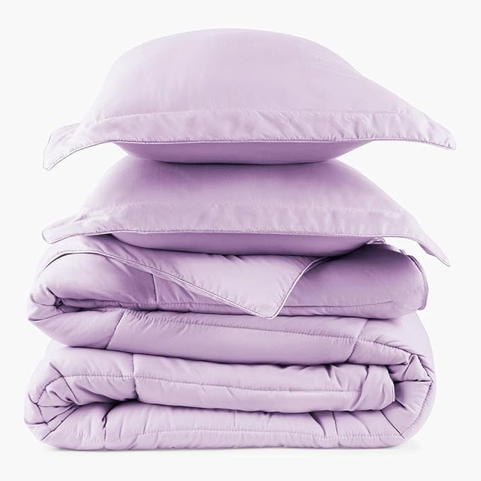 PeachSkinSheets Night Sweats: The Original 1500TC Soft Super Full/XL Full Oversized Comforter Set Lavender Mist