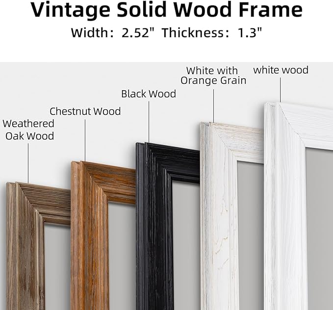 24 x 36 Rustic Wooden Framed Wall Mirror for Bathroom, White Wood with Orange Grain Vanity Rectangle Mirror for Over Sink, Waterproof, Decor Living Room, Bedroom, Entryway, Horizontal/Vertical