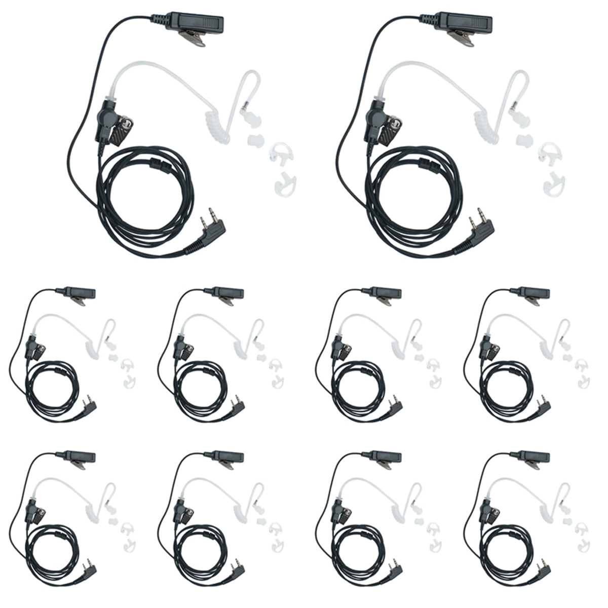 BVMAG Acoustic Tube Earpiece Headset with Mic PTT Compatible with Baofeng UV-5R 5R BF-F8HP BF-888S Kenwood TK3230 TK-3160 Puxing Quansheng Wouxun Walkie Talkie Two Way Radio 10 Pack