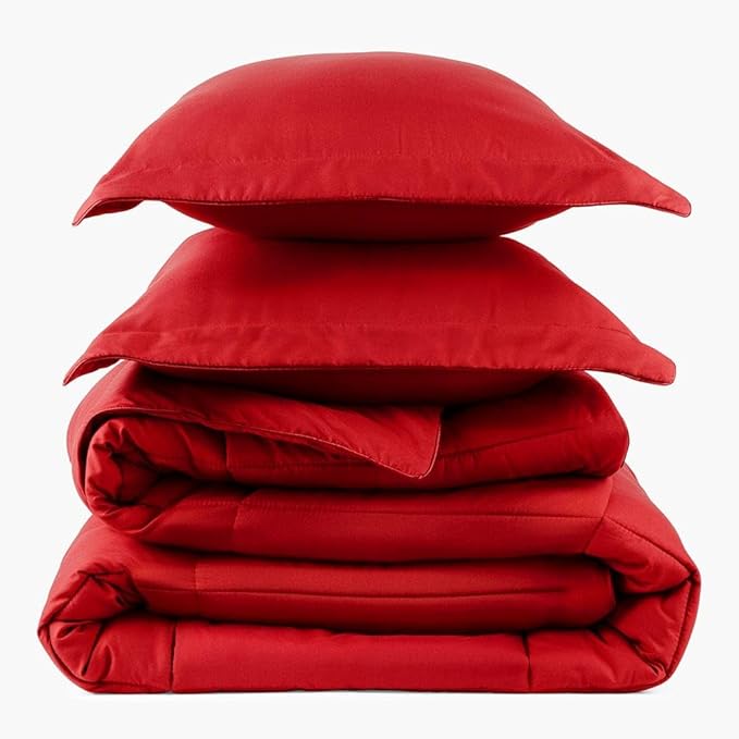 PeachSkinSheets Night Sweats: The Original 1500TC Soft Super Twin/XL Twin Oversized Comforter Set Red Velvet