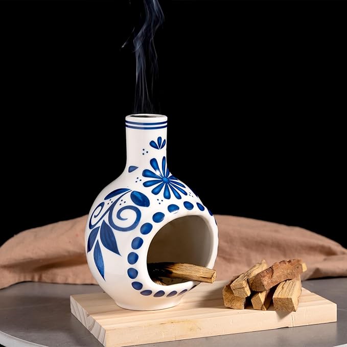 Handmade Ceramic Palo Santo Holder Burner - Mini Chimenea Incense Dish for Palo Santo and Sticks - Sage Holder for Meditation Decor