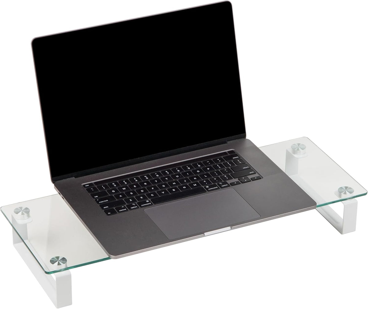 Contemporary Clear Glass Monitor Stand - Stylish Desktop Organizer and Laptop Riser