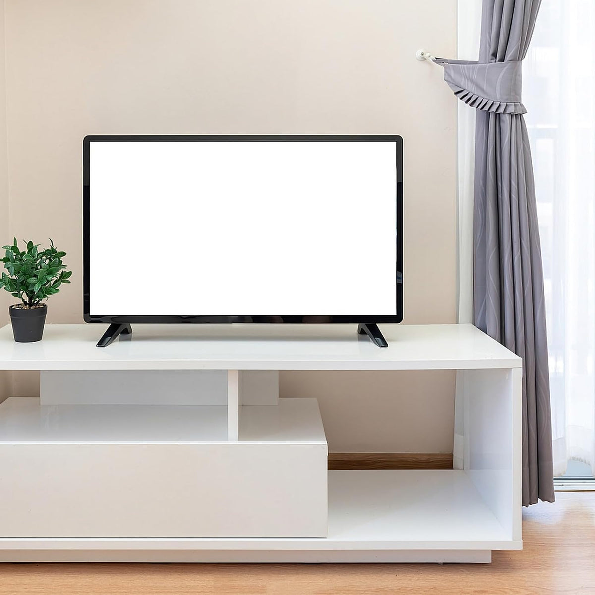 ULTECHNOVO Tv Stand Replacement Base Pedestal Feet Tabletop Bracket with Screws Black Tv Holder Support for Living Room