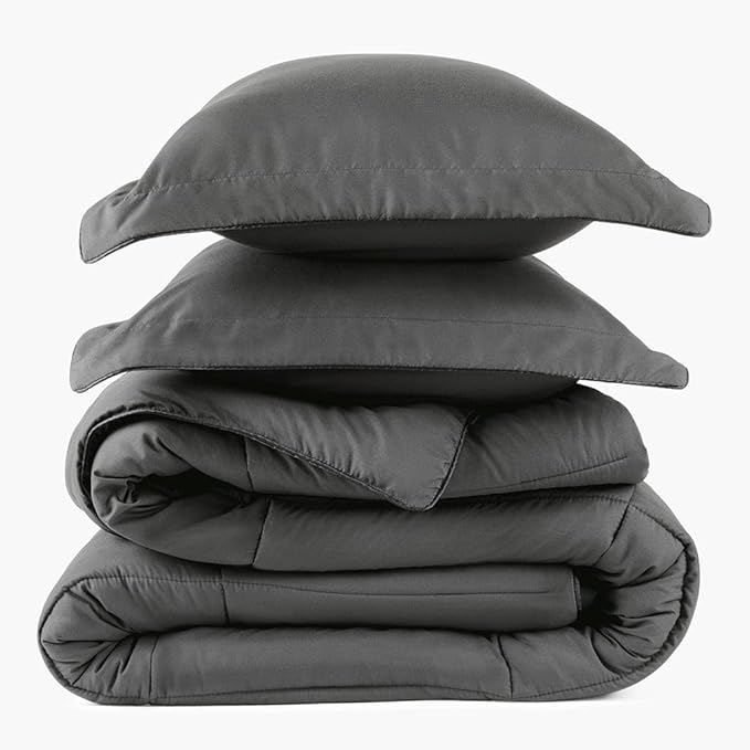 PeachSkinSheets Night Sweats: The Original 1500TC Soft Super Twin/XL Twin Oversized Comforter Set Graphite Gray