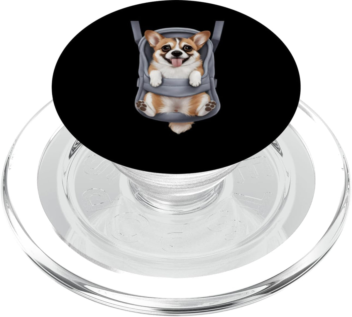 Corgi Puppy Lover PS Funny Corgi Puppy In A Baby Carrier. Dog Lover PopSockets PopGrip for MagSafe
