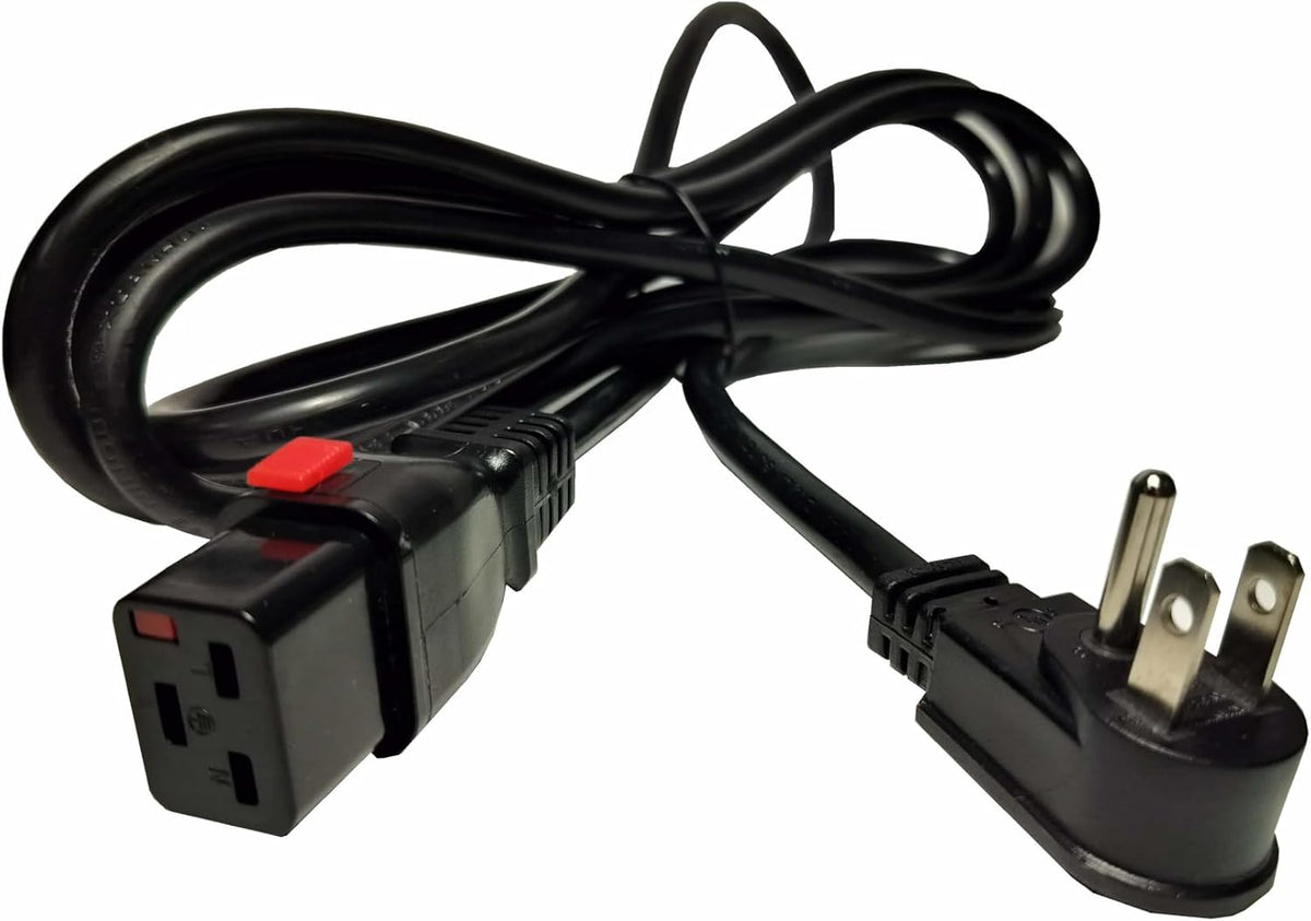 Generic IEC320-C19 14AWG, 5-15P 10ft Locking Power Cord, Flat Plug, Heavy Duty, SJTOW Cable for Appliances, Data