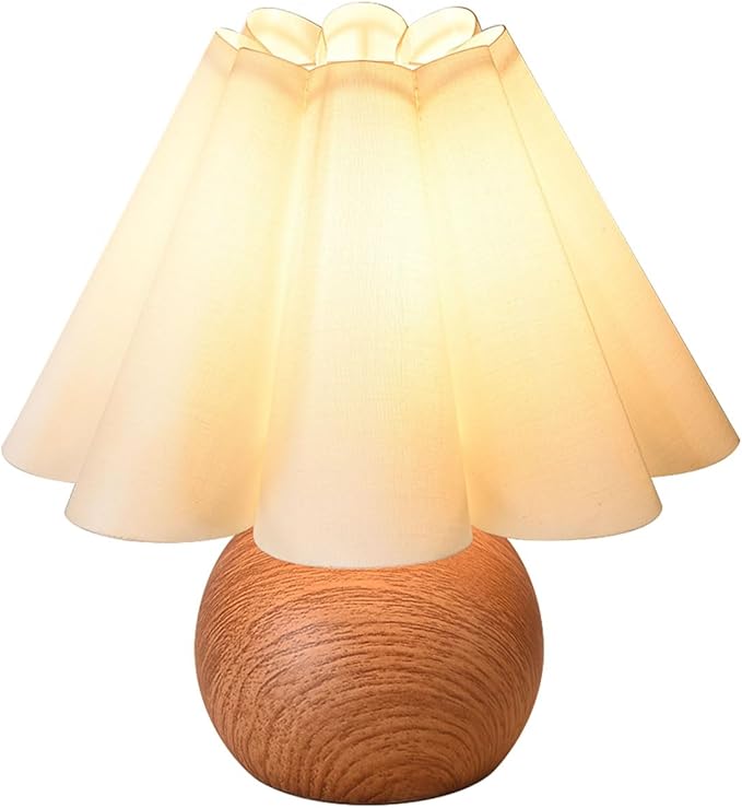 KUNJOULAM Cute Small Table Lamp, Modern Bedside Nightstand Lamp with Beige Lampshade, Metal Base for Bedroom Home Office Decor (Without Buld
