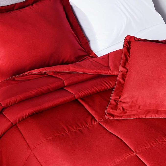 PeachSkinSheets Night Sweats: The Original 1500TC Soft Super King/Cal King Oversized Comforter Set Red Velvet