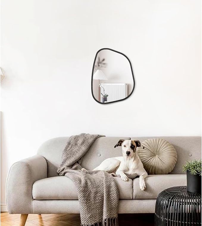 Irregular Asymmetrical Mirror Wall Mounted, Unique Vanity Mirror, Shaped Dressing Mirror Decorative for Living Room, Bathroom, Bedroom, Entryway Wall Decor 14"x10"