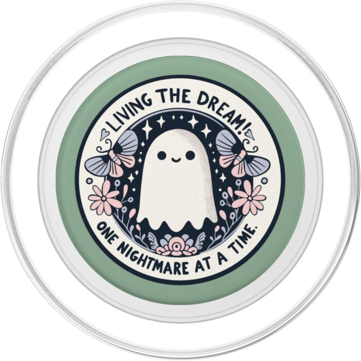 Bookish Book Lover Librarian Phone Popper Spooky Ghost Dark Humor Living the Dream Bookish Reading PopSockets PopGrip