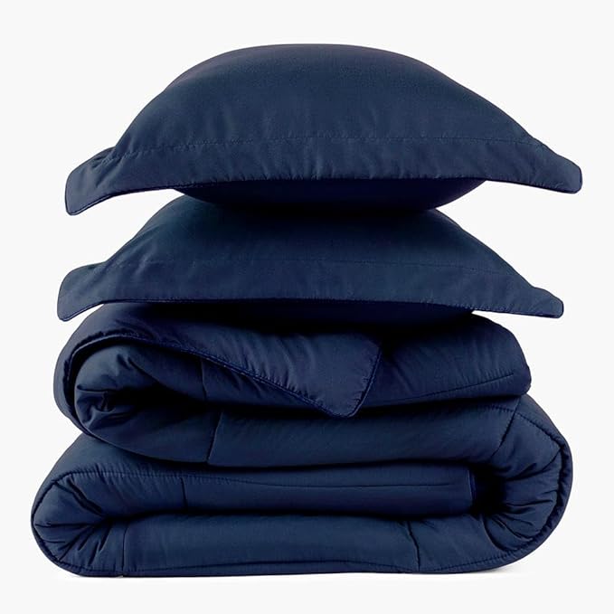 PeachSkinSheets Night Sweats: The Original 1500TC Soft Super Twin/XL Twin Oversized Comforter Set Mariner Blue