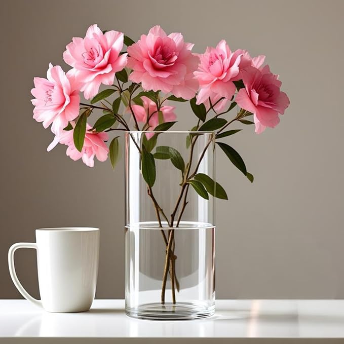 CYS Excel Clear Glass Cylinder Vase (H:9" D:4") Flower Vase Centerpieces Hurricane Floating Candle Holder