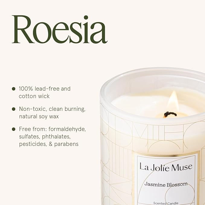 LA JOLIE MUSE Jasmine Candle, Mothers Day Gifts Candles for Women with Gift Box, Scented Candles for Home Scented, Luxury White Natural Soy Candle, 70 Hours 10 oz