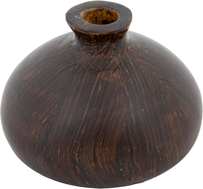 Decorative Paulownia Wood Vase, Espresso Finish