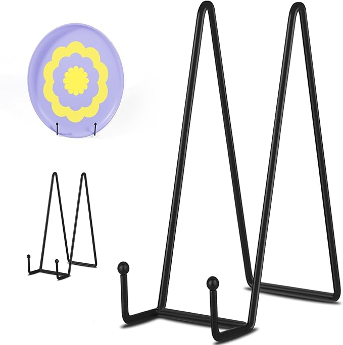 Decolore 3 Pack 12 Inch Black Picture Stands Plate Stands for Display Large Book Stands Table Top Easels for Picture, Decorative Plate, Book, Frame, Plaque