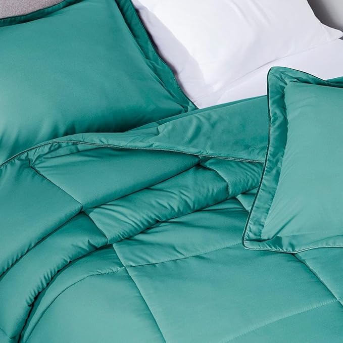 PeachSkinSheets Night Sweats: The Original 1500TC Soft Super Twin/XL Twin Oversized Comforter Set The Real Teal