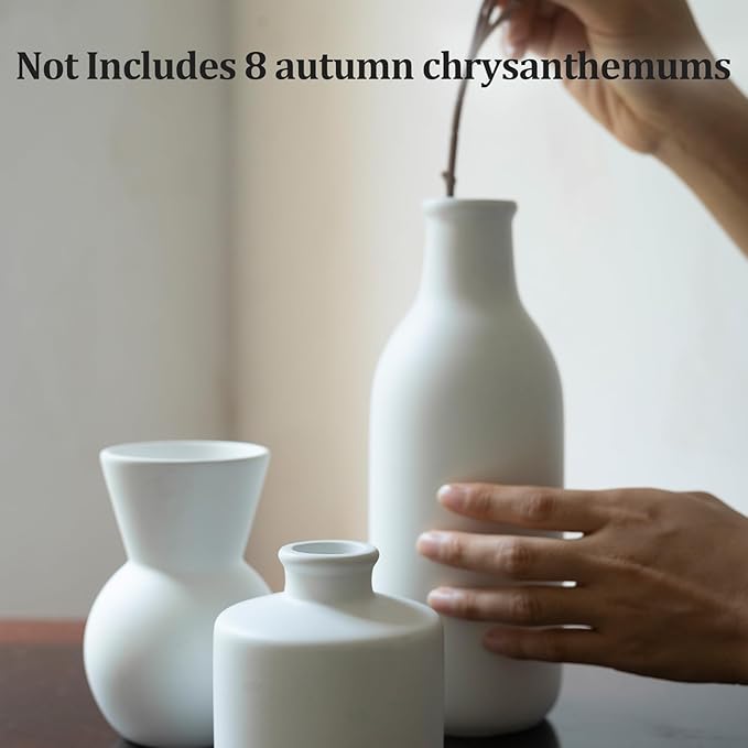 Ceramic Flower Vase, Small Vase for Centerpieces, Modern Vases for Home Decor- 3 Pcs