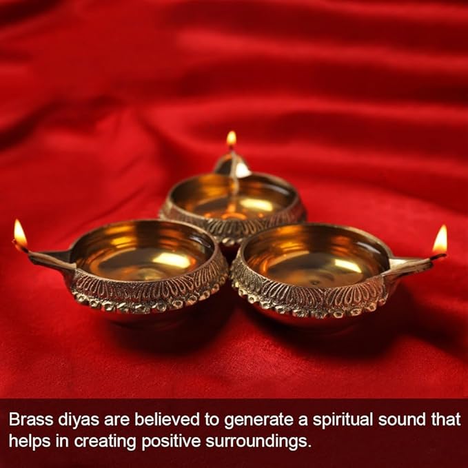 Brass Diya for Pooja Kuber Diya [ Pack of 20 Pc ] - Handmade Brass Indian Puja Oil Lamp - Kutthu vilakku nilakku Deepam for Diwali Decorations - Diwali Gifts Hashcart®