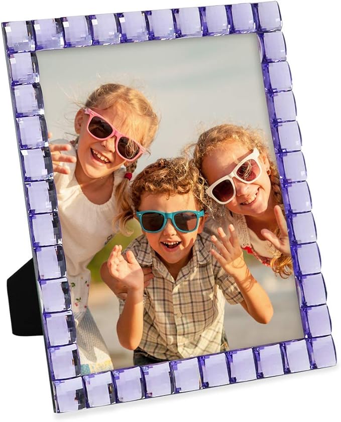 Isaac Jacobs Decorative Sparkling Light Purple Jewel Picture Frame, Photo Display & Home Décor (8x10, Light Purple)