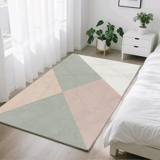 Modern Marble Rug - 4x5 Rug, Minimalist Marble Area Rugs, Abstract Luxury Outdoor Rugs, Washable & Non Slip Carpet Home Decor