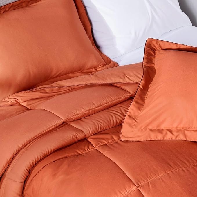 PeachSkinSheets Night Sweats: The Original 1500TC Soft Super Full/XL Full Oversized Comforter Set Pumpkin Spice