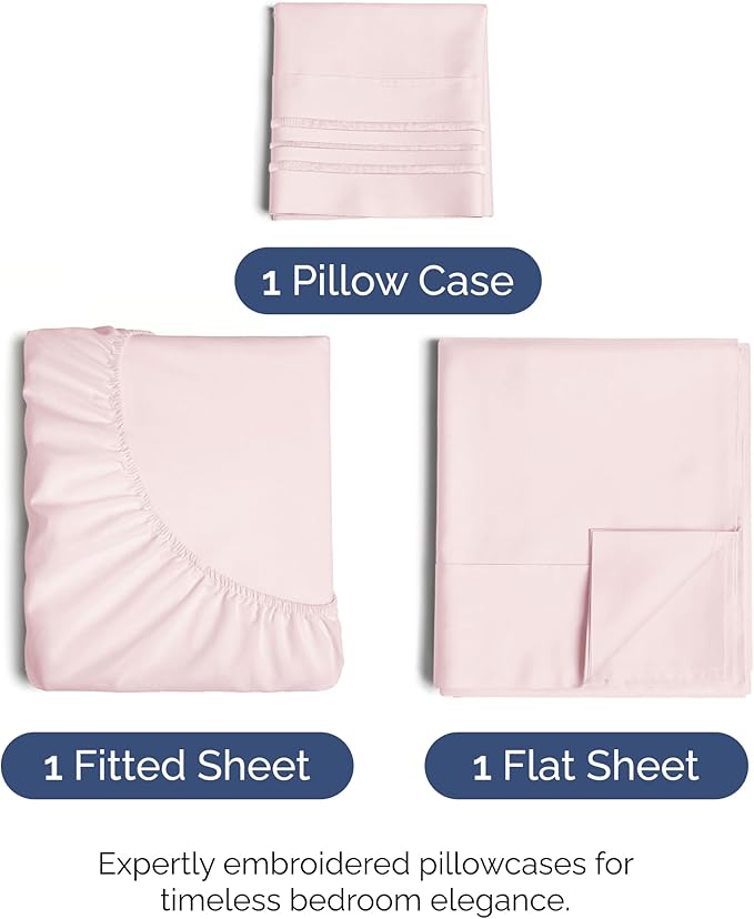 Twin XL Size 3 Piece Sheet Set - Comfy Breathable & Cooling Bed Sheets Set - Hotel Luxury Bedding for Women, Men, Kids, Teens, Boys & Girls - Deep Pockets and Wrinkle Free - Oeko-Tex - Lavender Pink