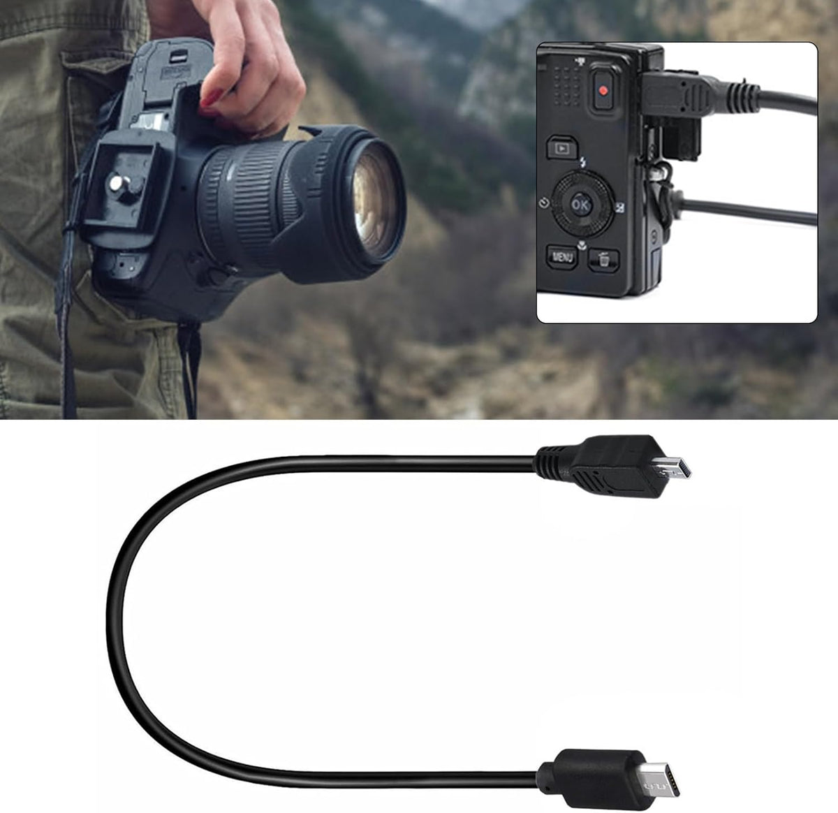 WAGHAVEN 8P Portable USB to USB C Cable USB C Photo Transfer Cable for DSLR Digital Cameras Compatible for Various