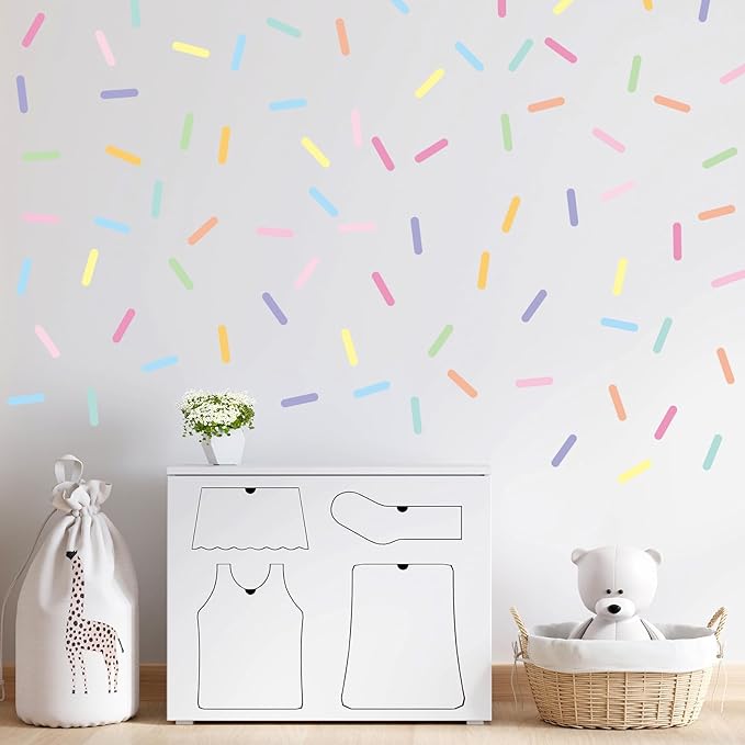 300 Pieces Confetti Wall Decals Removable Peel and Stick Sprinkle Wall Stickers Wallpaper for Kids Girls Room