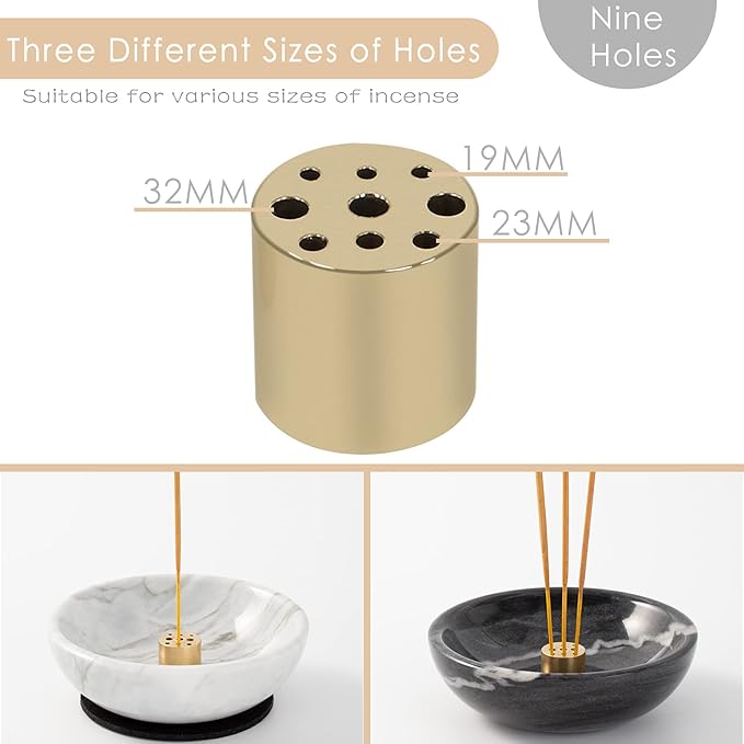 4 in 1 Incense Burner, Marble Palo Santo Holder, Smudge Bowl for White Sage, Sage Holder Incense Cone Holder 4.7 inches Ash Catcher Tray for Meditation