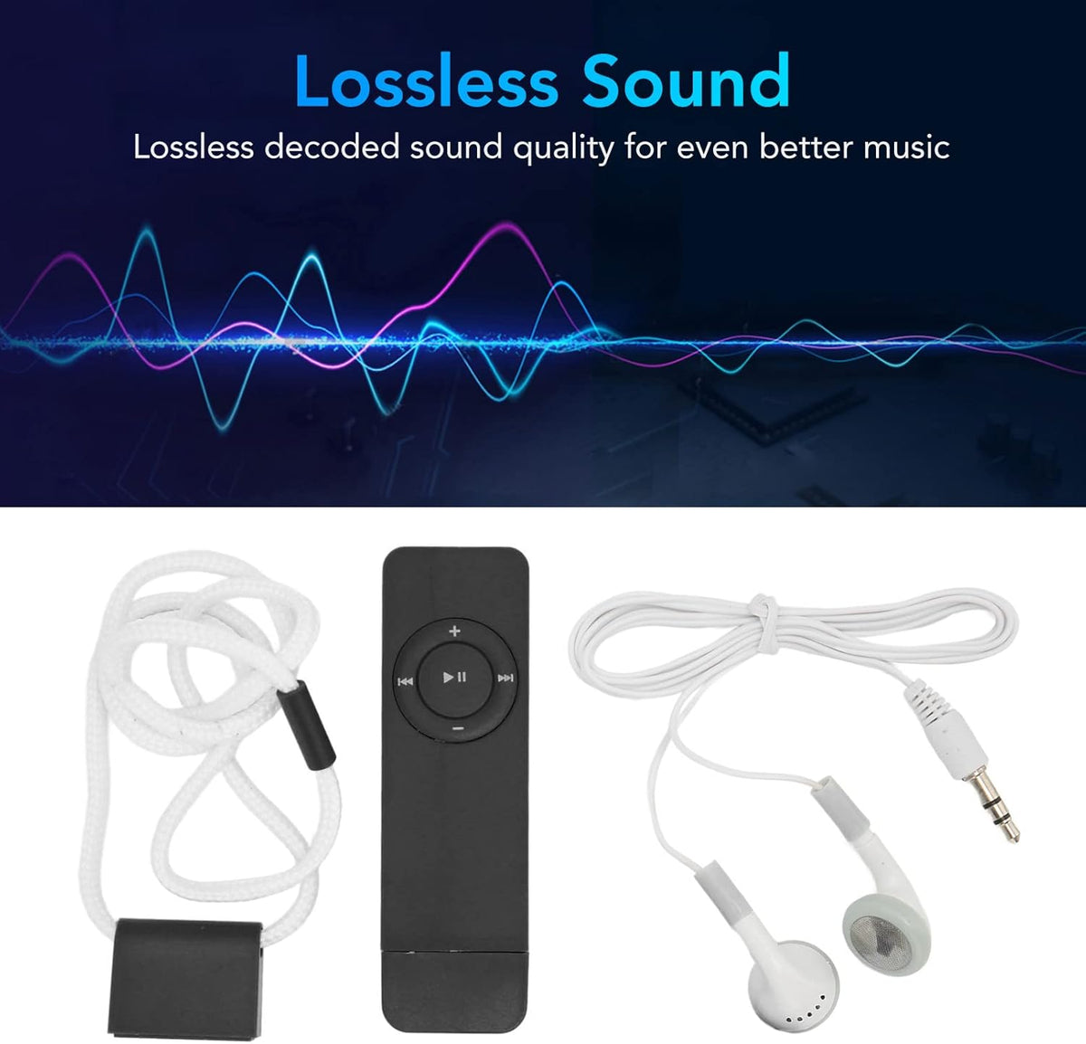 GLOGLOW MP3 MP3 64GB Player, Portable Lossless Sound Music Player Support Up to Mini Music Player for Students Running