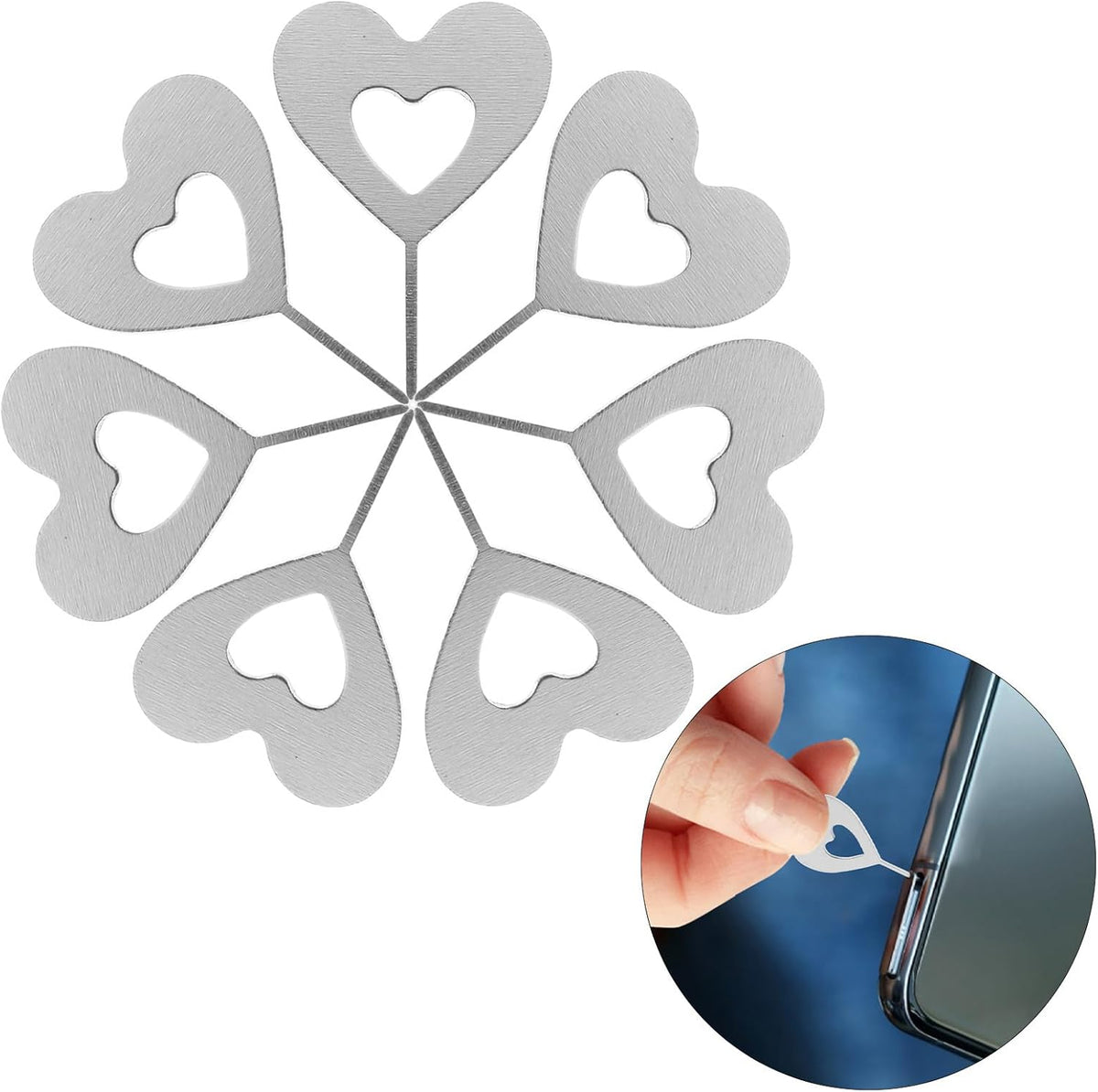 100pcs VALICLUD Heart-Shaped Sim Card Pin Ejector Tool Universal Sim Tray Remover Needles for Smartphones and Tablets