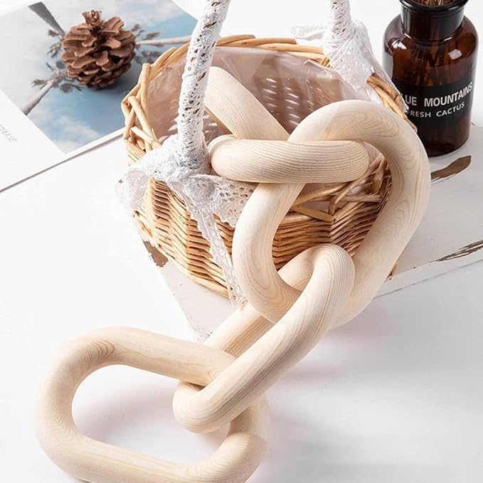 Ciieeo Wooden Five-Ring Chain Hanging Ornament Small Size Handmade Wood Pendant Wall Decor for Living Room and Coffee Shop Rustic Home Decoration