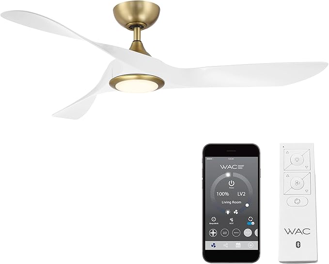 WAC Lighting F-074L-SB/MW Swirl Indoor Ceiling Fan Soft Brass Matte White